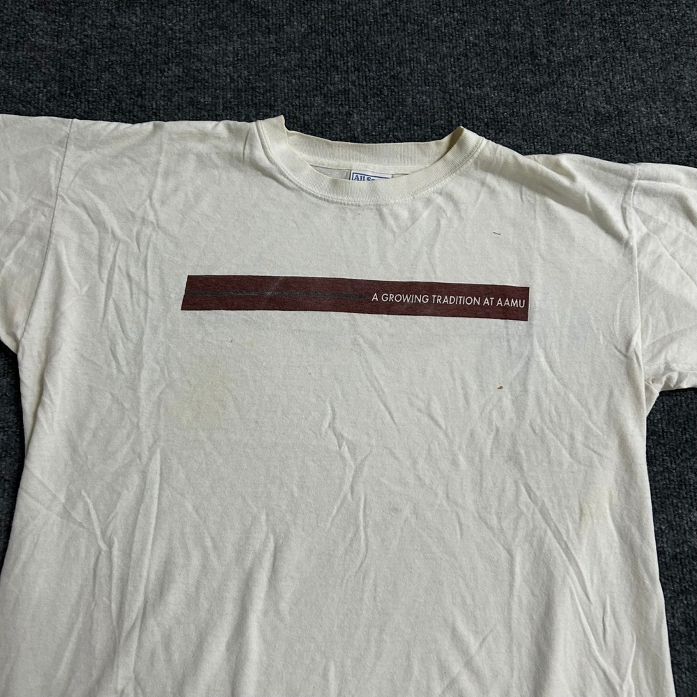 All Sport T-Shirt Mens Size L White AAMU Alabama A&M Heavyweight Graphic Vintage